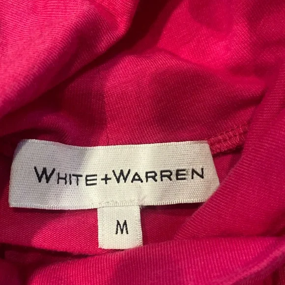 White + Warren - Hot Pink Scrunch Neck Tee - Turtleneck Long Sleeve Size M - Picture 6 of 10